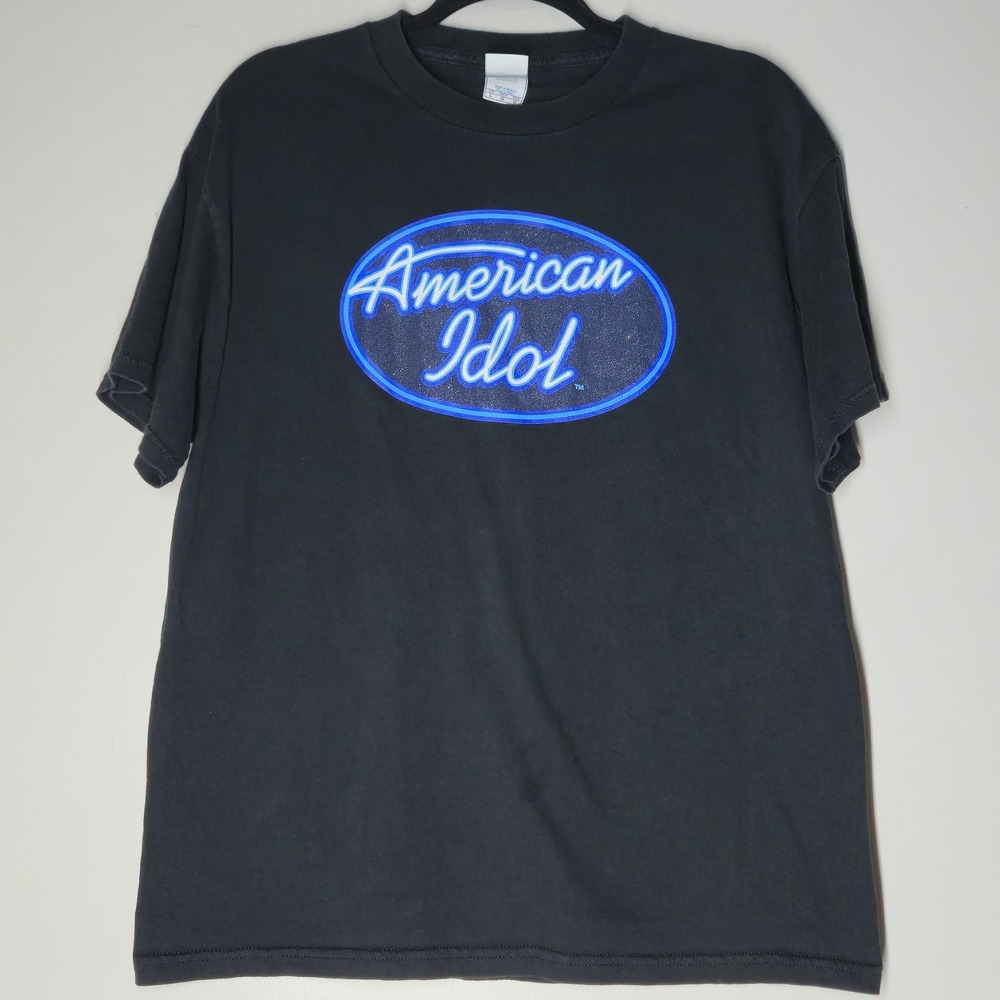 Vintage American Idol T-Shirt Size Large Logo Spellout Black Tennessee River